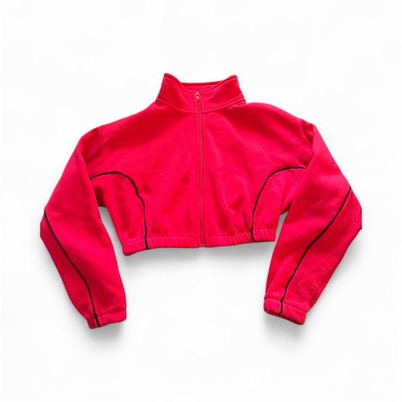 Red Cropped Zip-Up Jacket - Picture 2 of 5